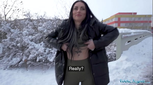 Public Agent She has dazzling eye and sucks a fat cock outdoors and then fucks him